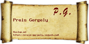 Preis Gergely névjegykártya